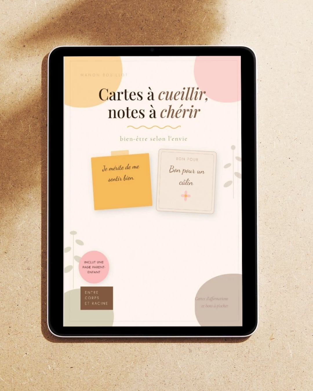 Ebook de bon à piocher bien-être "Carte à cueillir, note à chérir" - mini carnet de 24 pages